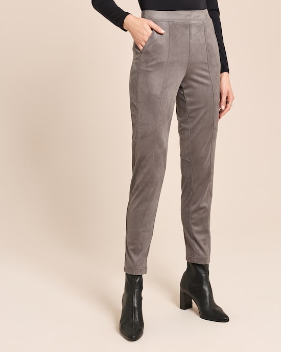 Produktabbildung für Slim Fit Velourslederimitat Hose