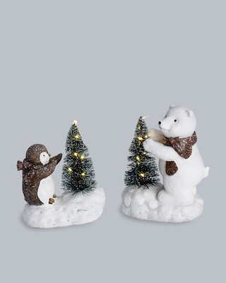 Produktabbildung 2 für Dekofiguren "Pinguin und Eisbär mit LED-Baum", 2tlg.
