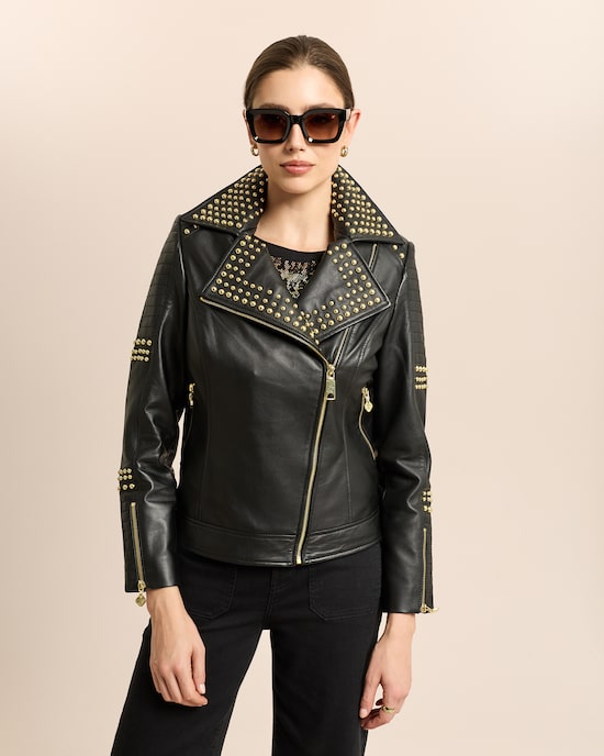 Produktabbildung für Lederjacke mit Nieten