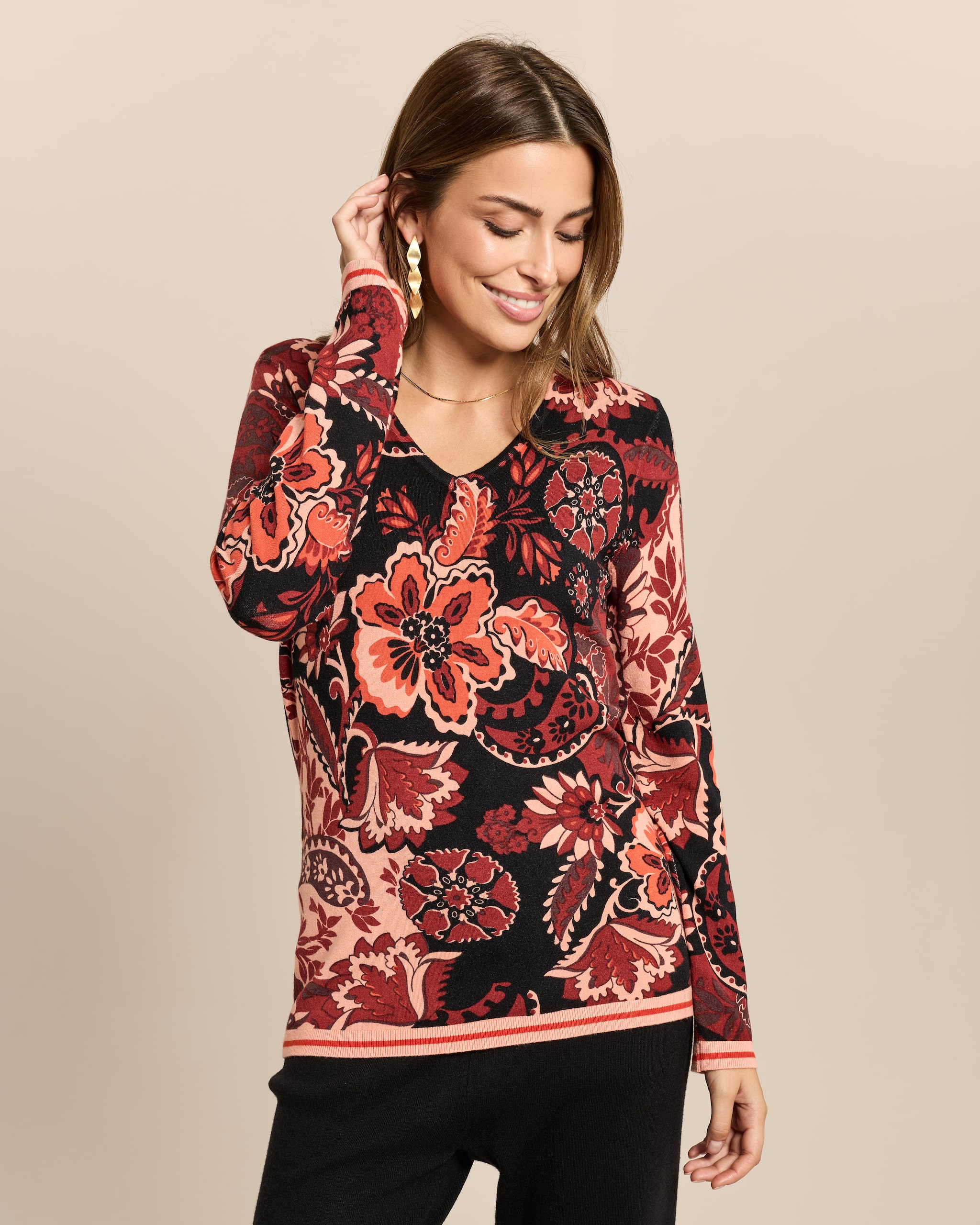 Produktabbildung für Classic Pullover Paisley-Blüten