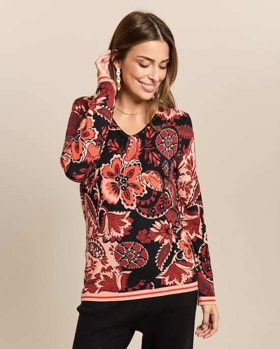 Produktabbildung für Classic Pullover Paisley-Blüten