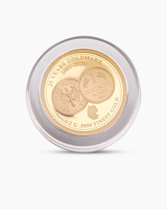 Produktabbildung für Goldmünze First Strike Edition 25 Jahre Goldmark 2001-2026