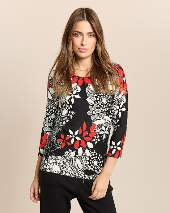 Produktabbildung für Classic Pullover mit Blumendruck