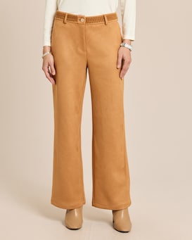 Produktabbildung für Wide Leg Veloursimitathose mit Details