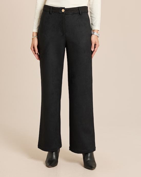 Produktabbildung für Wide Leg Veloursimitathose mit Details