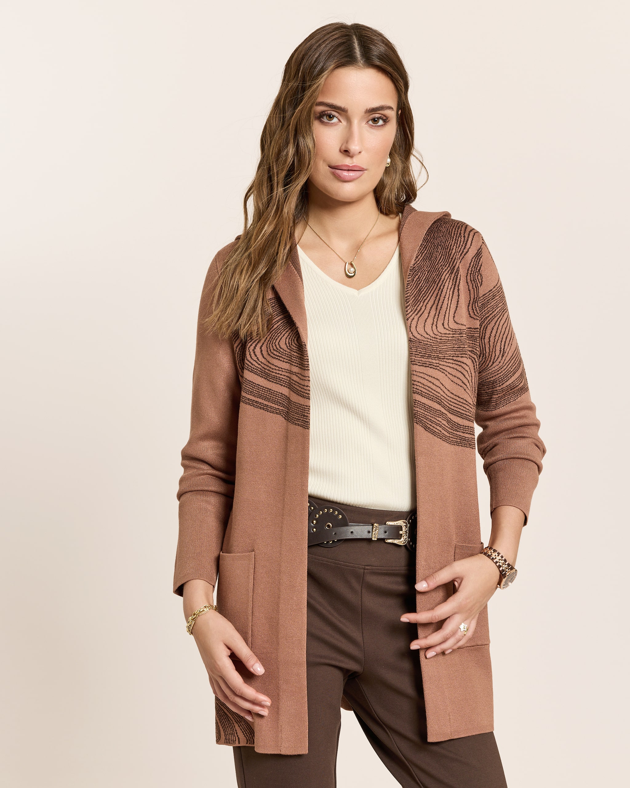 Produktabbildung für Cardigan mit Marmor-Jacquard