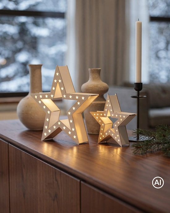 Produktabbildung für LED-Holzdekoration „Sterne
