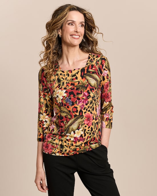 Produktabbildung für Shirt mit Animal- und Blumenprint