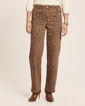 Produktabbildung für Wide Leg Jeans mit Leo Print allover