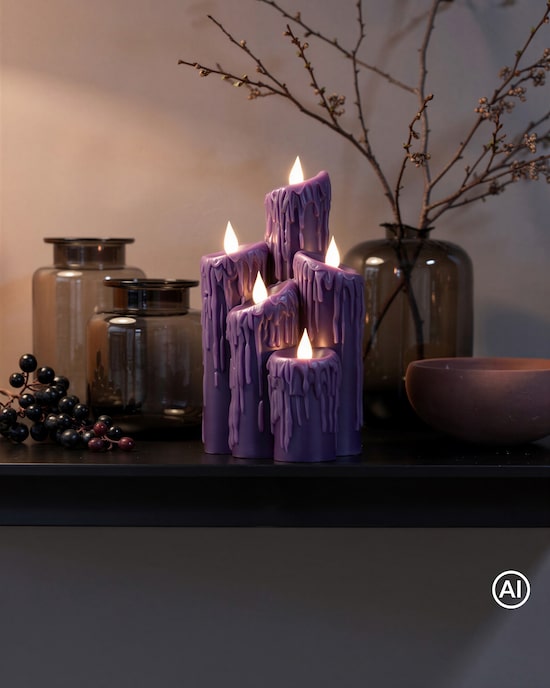 Produktabbildung für LED-Kerzen-Arrangement "Halloween", 5 Flammen