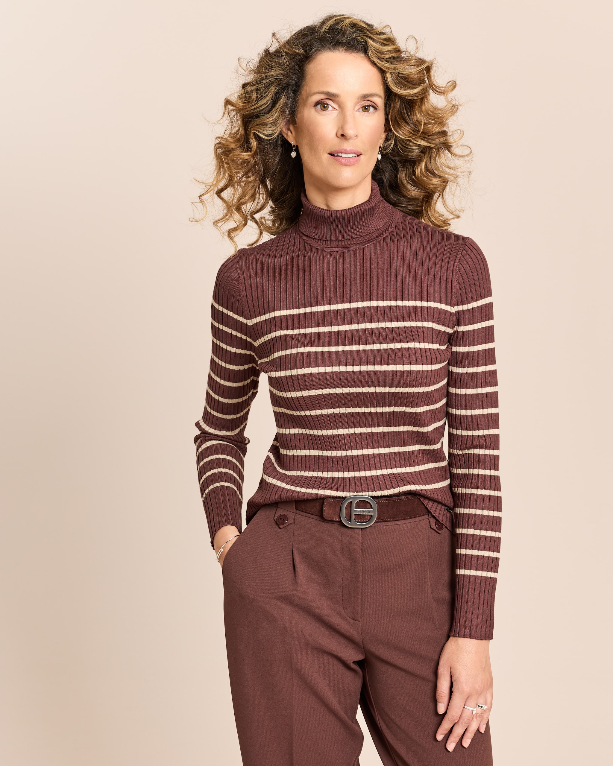 Produktabbildung für Rollkragenpullover gestreift