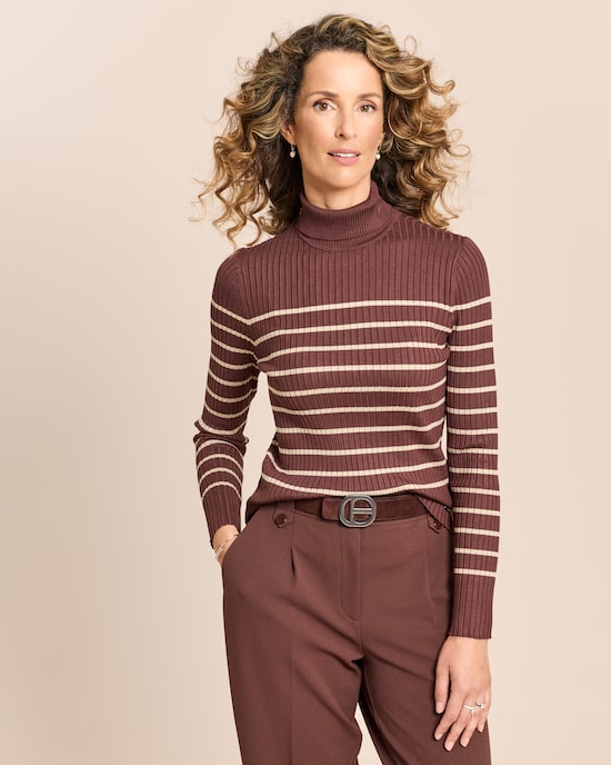Produktabbildung für Rollkragenpullover gestreift
