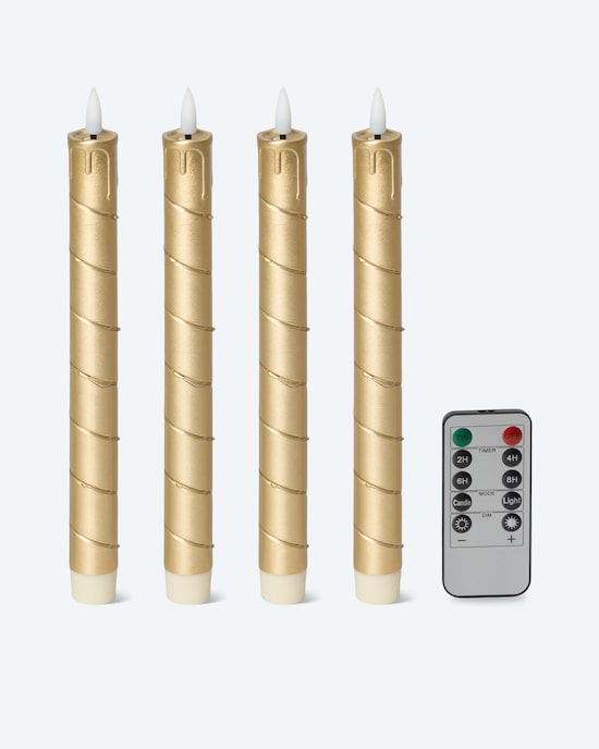 Produktabbildung für LED-Stabkerzen mit Draht und Fernbedienung, 4tlg.