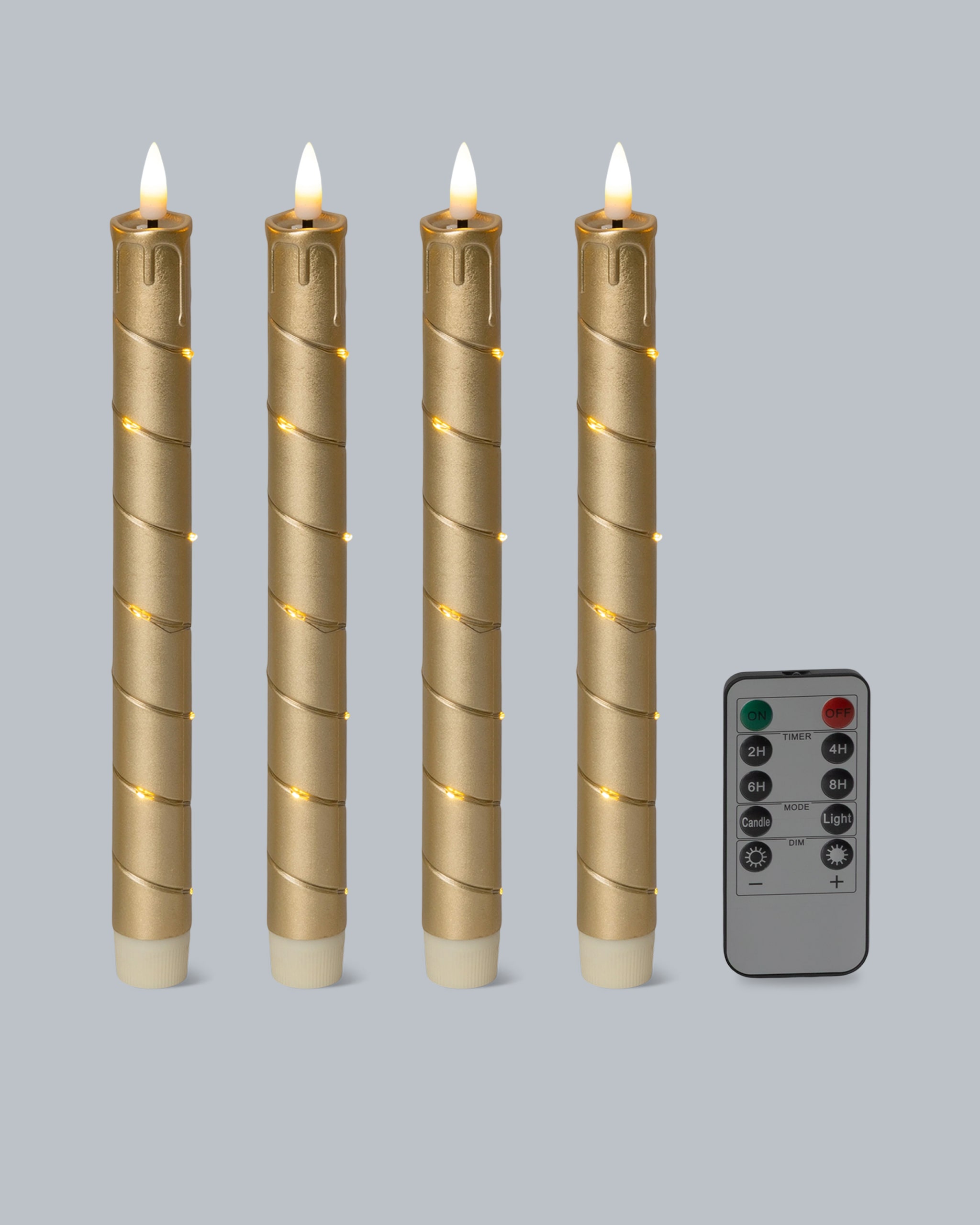 Produktabbildung für LED-Stabkerzen mit Draht und Fernbedienung, 4tlg.