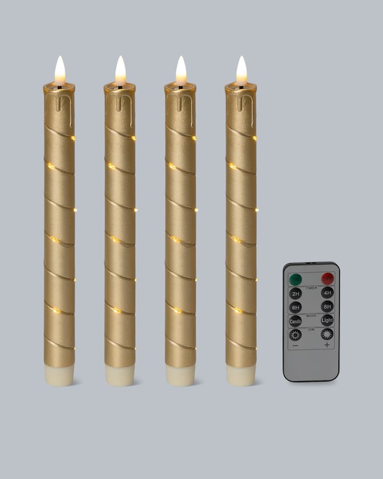 Produktabbildung für LED-Stabkerzen mit Draht und Fernbedienung, 4tlg.