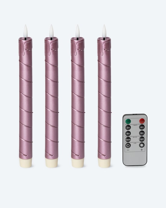 Produktabbildung für LED-Stabkerzen mit Draht und Fernbedienung, 4tlg.