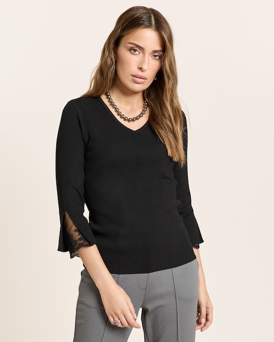Produktabbildung für Pullover mit Spitzenbesatz