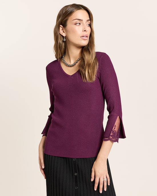 Produktabbildung für Pullover mit Spitzenbesatz