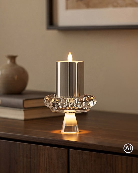 Produktabbildung für LED-Kerzenständer mit Glashalter, 2tlg.