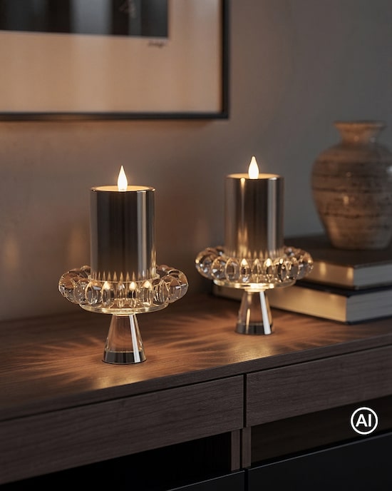 Produktabbildung für LED-Kerzenständer mit Glashalter, 2tlg.