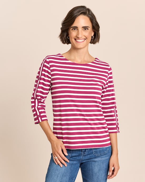Produktabbildung für Shirt gestreift mit überschnittener Schulter