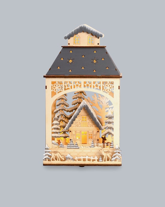 Produktabbildung für LED Holzlaterne "Waldszene"