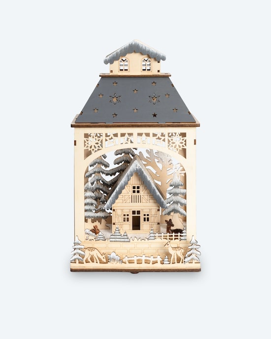 Produktabbildung für LED Holzlaterne "Waldszene"