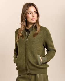 Produktabbildung für Strickblouson mit Metallic-Detail