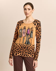 Produktabbildung für Pullover mit Skizze und Animalprint