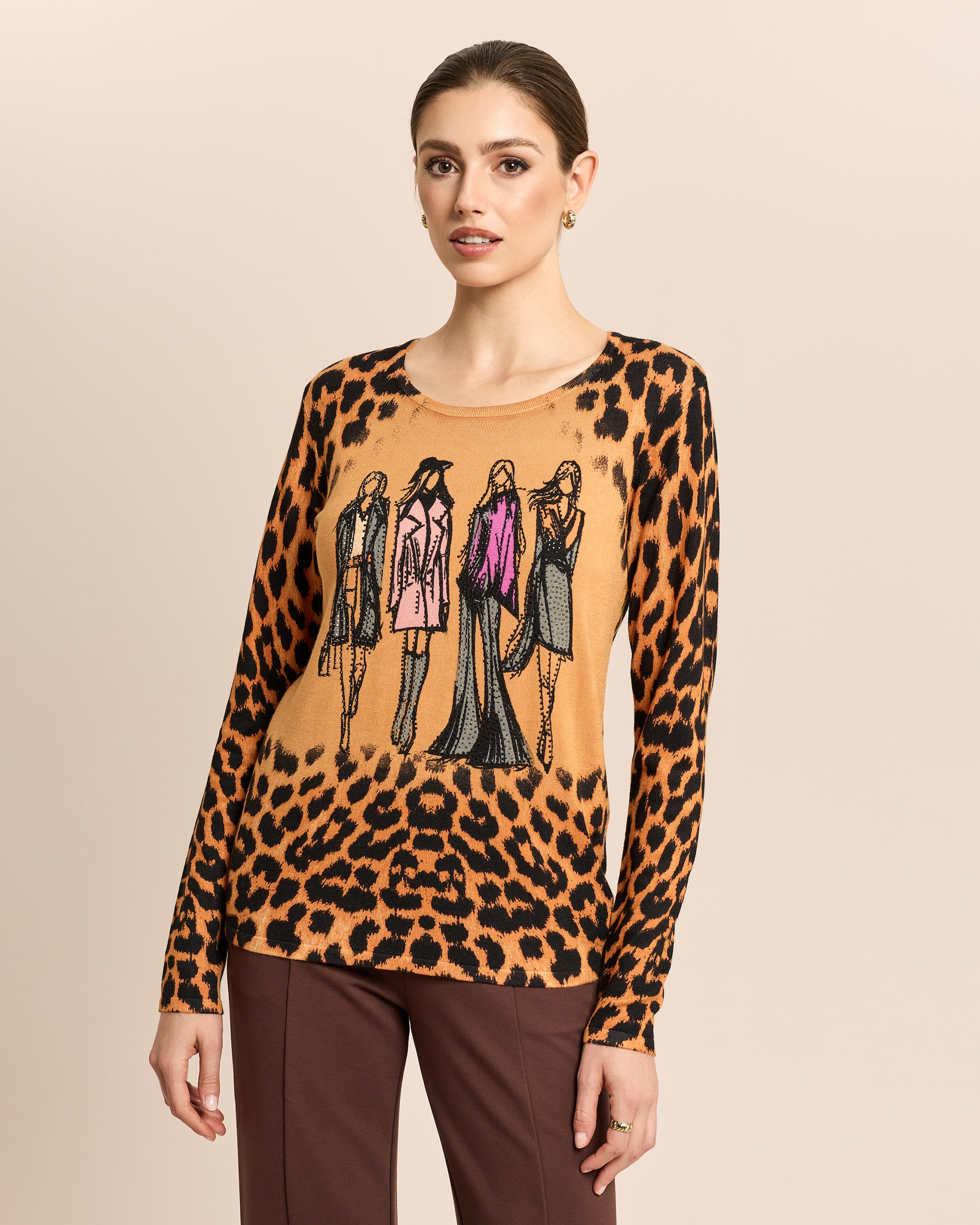 Produktabbildung für Pullover mit Skizze und Animalprint