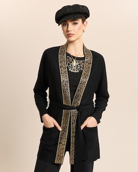 Produktabbildung für Cardigan mit Leostrass und Gürtel
