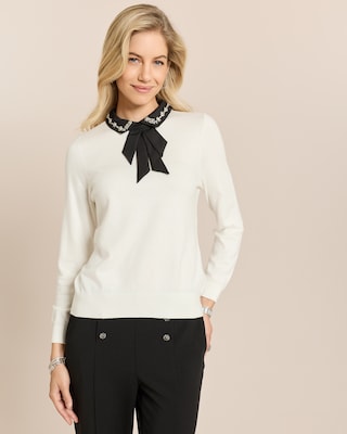 Produktabbildung 1 für Pullover mit Zierkragen und Schleife