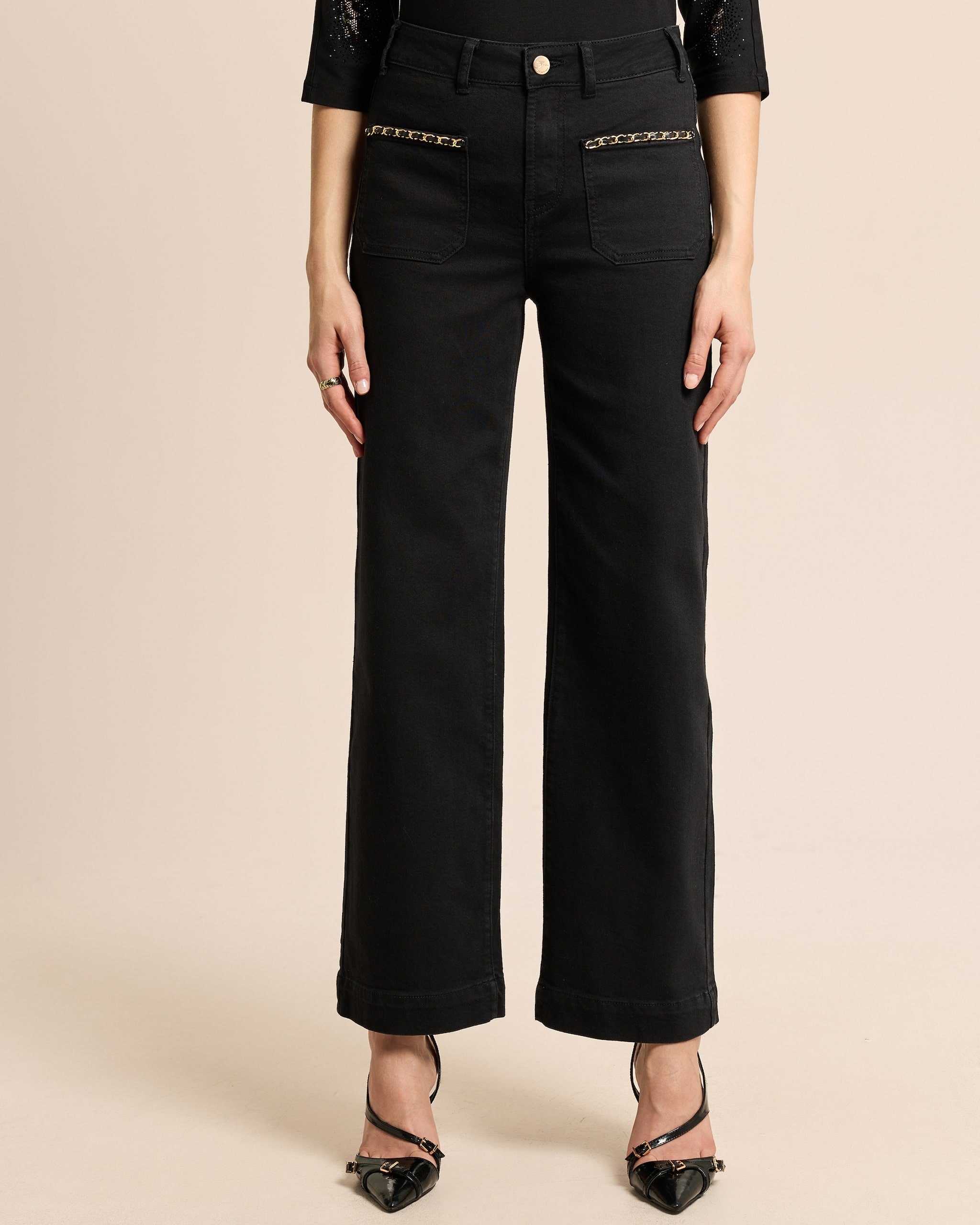 Produktabbildung für Wide Leg Jeans mit Kettendeko