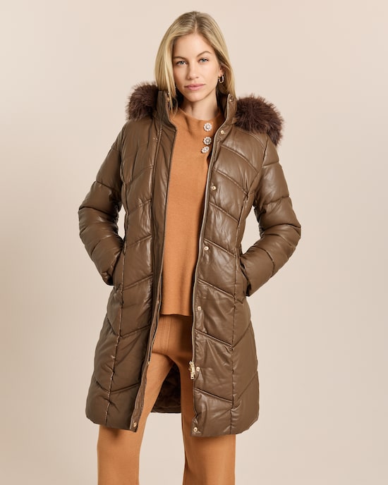 Produktabbildung für Longjacke gesteppt mit Webpelz