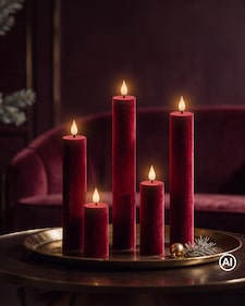 Produktabbildung für LED-Kerzen-Set "Samt Look", 5tlg.