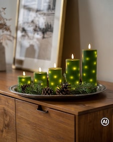 Produktabbildung für LED-Stumpenkerzen mit integrierter Lichterkette, 5tlg.