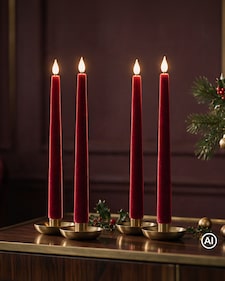 Produktabbildung für LED-Stabkerzen in Samt-Optik, 4tlg.