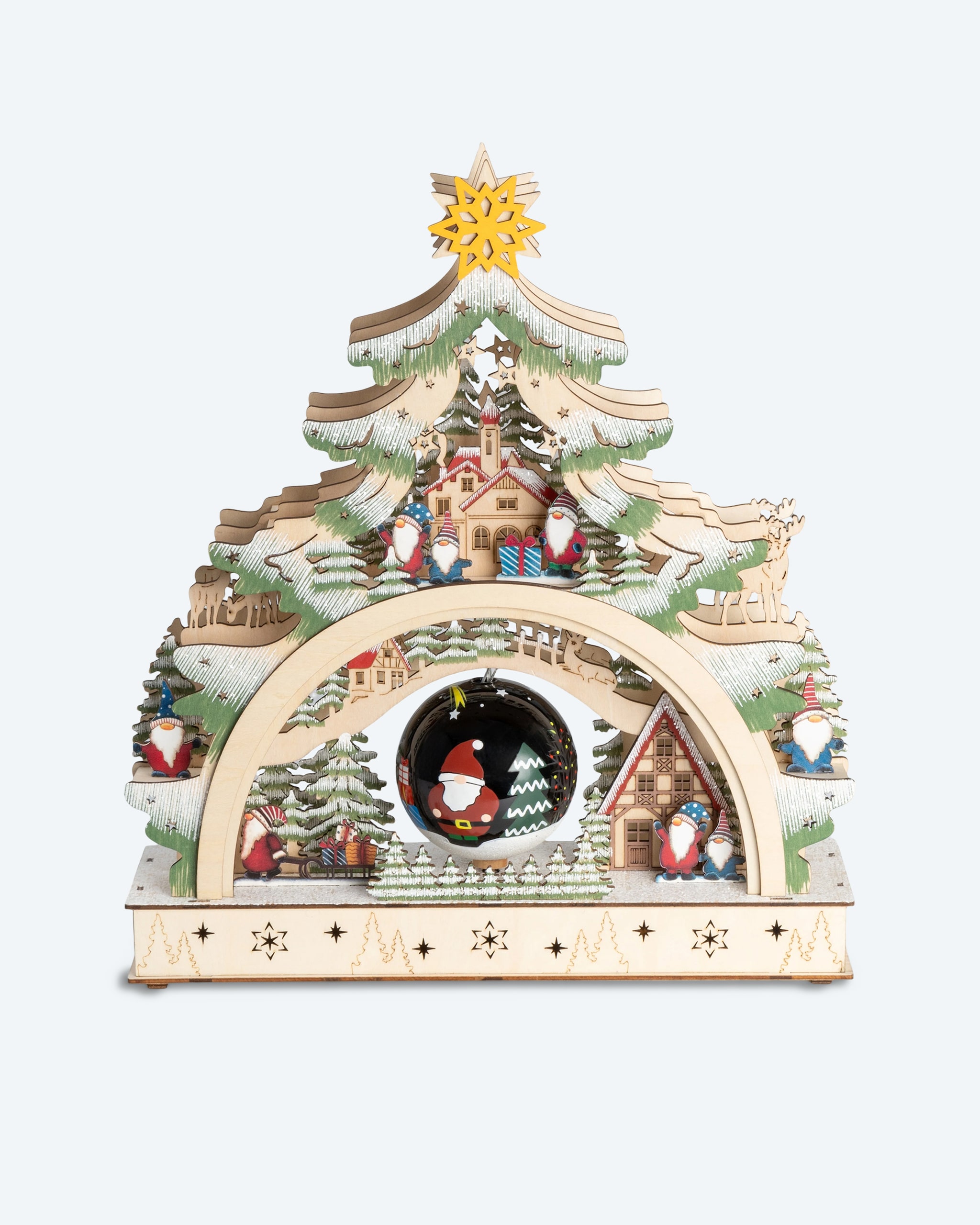Produktabbildung für LED-Holzdeko Weihnachtsbaum mit Glaskugel
