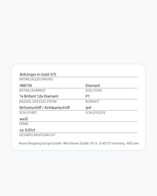 Produktabbildung 4 für Diamant-Anhänger 0,05 ct