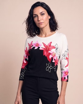 Produktabbildung für Classic Pullover mit Liliendruck