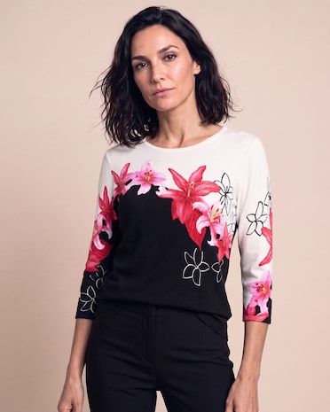 Produktabbildung für Classic Pullover mit Liliendruck