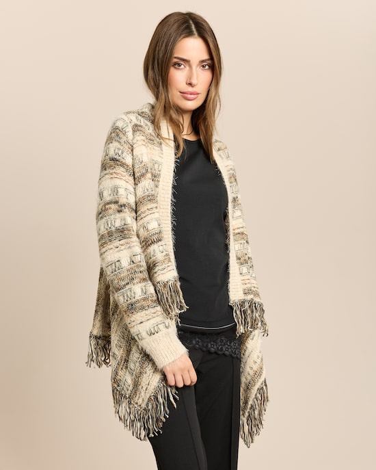 Produktabbildung für Cardigan mit Fransenabschluss