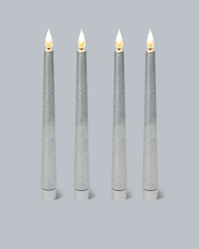 LED-Stabkerzen "Metallic", 4tlg.