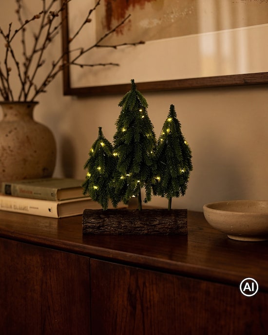 Produktabbildung für LED-Weihnachtsbäume auf Baumstamm, 3tlg.