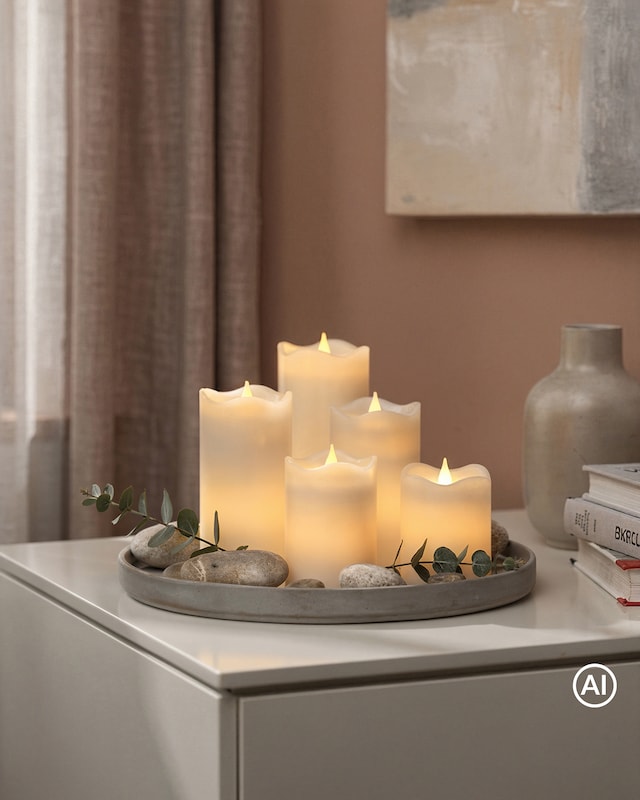 LED-Stumpenkerzen "Long Shine", 5tlg.