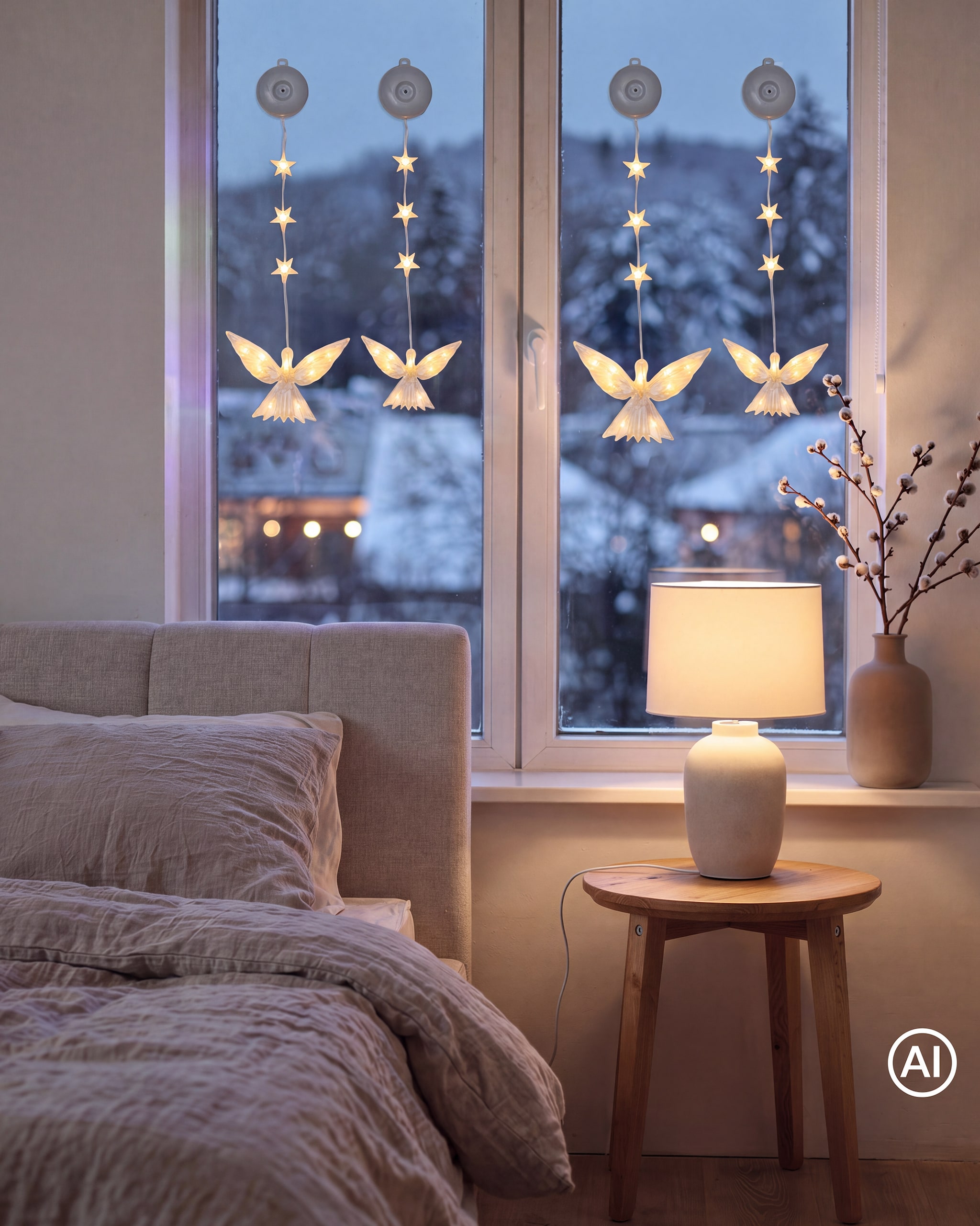 Produktabbildung für LED-Fensterdekoration mit Saugnapf, 4tlg.