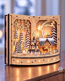 Produktabbildung für LED-Holzdekoration Weihnachtsbuch