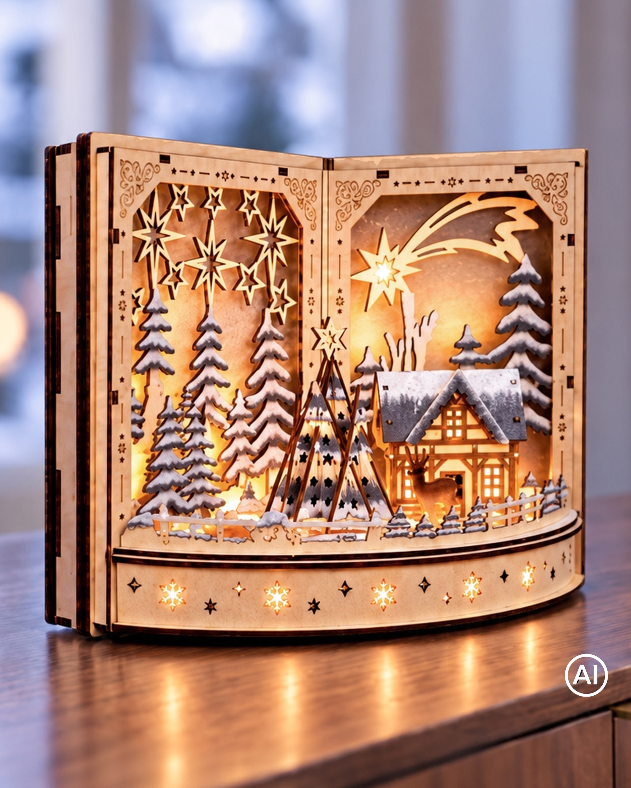 Produktabbildung für LED-Holzdekoration Weihnachtsbuch
