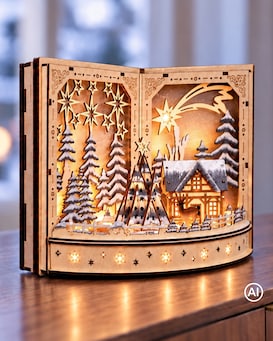 Produktabbildung für LED-Holzdekoration Weihnachtsbuch
