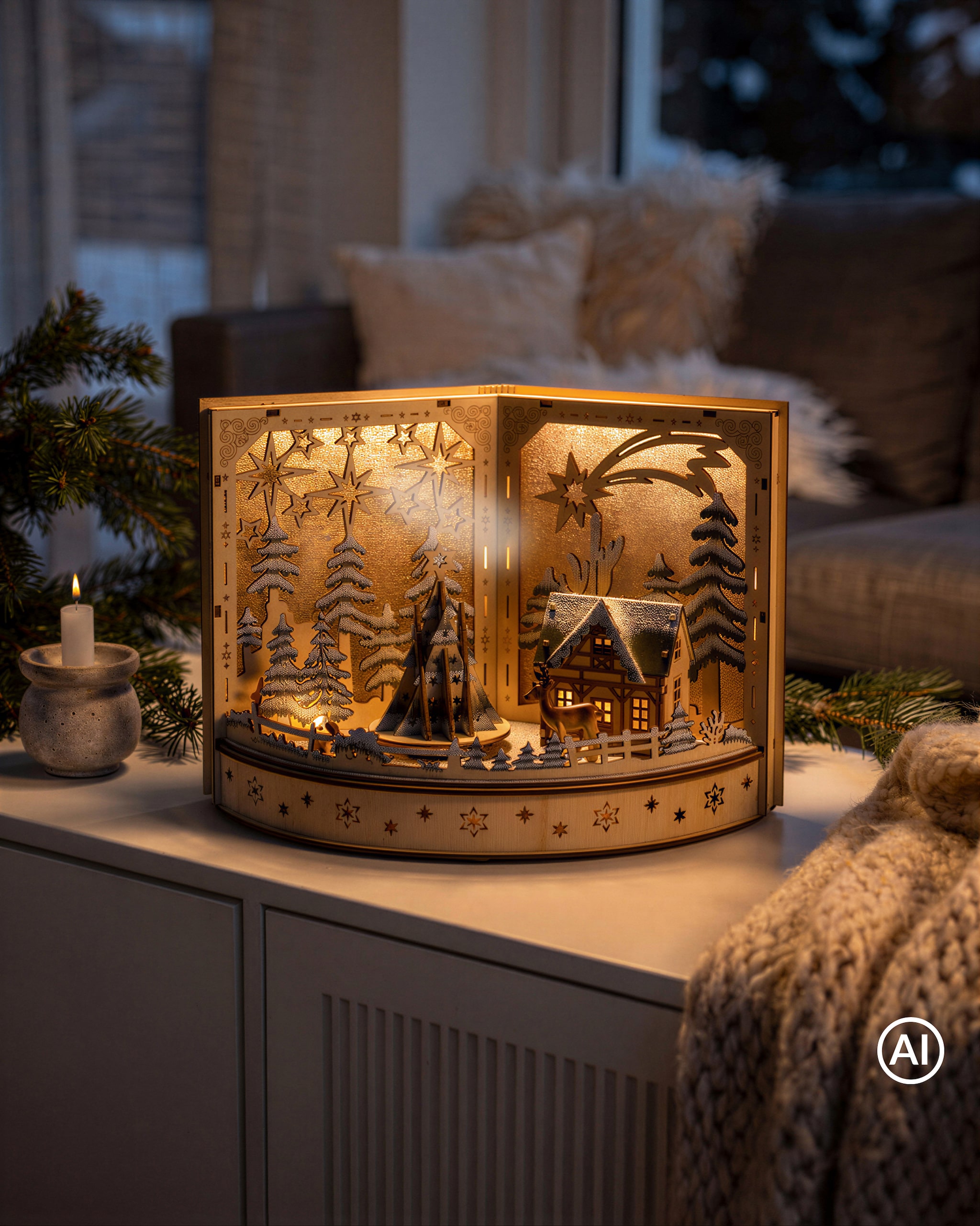 Produktabbildung für LED-Holzdekoration Weihnachtsbuch